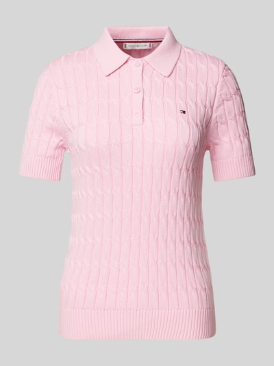 Tommy Hilfiger Strickshirt mit Zopfmuster Pink 2