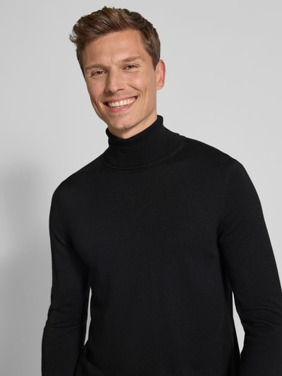 JOOP! Collection Sweter z wywijanym kołnierzem z wełny merino model ‘Donte’ Czarny 3