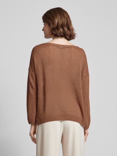 Weekend Max Mara Oversized Strickpullover mit U-Boot-Ausschnitt Modell 'GARENNA' Cognac 5