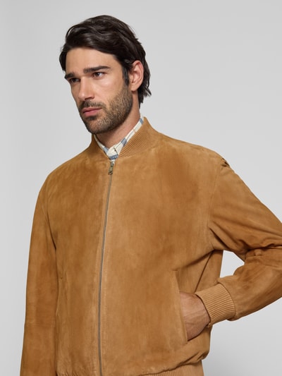 BOSS Regular Fit Lederjacke aus echtem Ziegenleder Beige 3