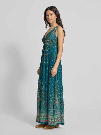Apricot Maxikleid mit V-Ausschnitt Petrol 1