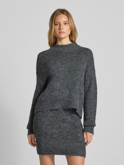 Neo Noir Oversized gebreide pullover met ronde hals, model 'Paulina' Antraciet - 4