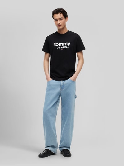 Tommy Jeans relaxed fit T-shirt van puur katoen met labelopschrift Zwart - 1