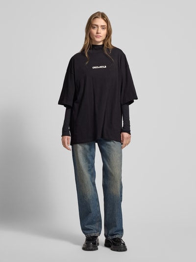 Review Oversized T-Shirt mit Label-Print Black 1