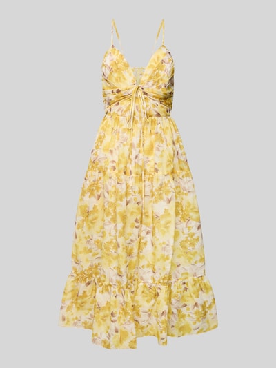 ADLYSH Knielanges Cocktailkleid mit Schnürverschluss Gelb 2