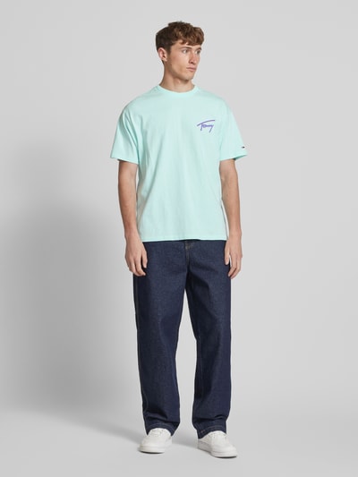 Tommy Jeans Relaxed Fit T-Shirt aus reiner Baumwolle Tuerkis 1
