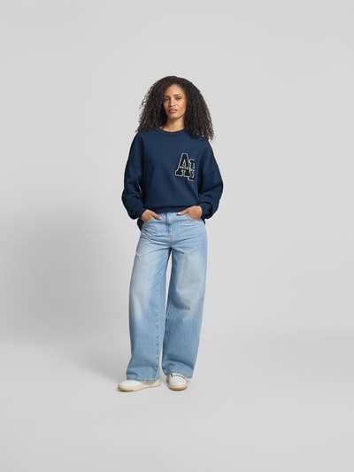 Anine Bing Oversized Sweatshirt mit Logo-Patch Dunkelblau 1