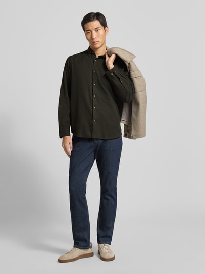 SELECTED HOMME Regular fit vrijetijdsoverhemd van puur biologisch katoen, model 'REGNOAH' Donkergroen - 1