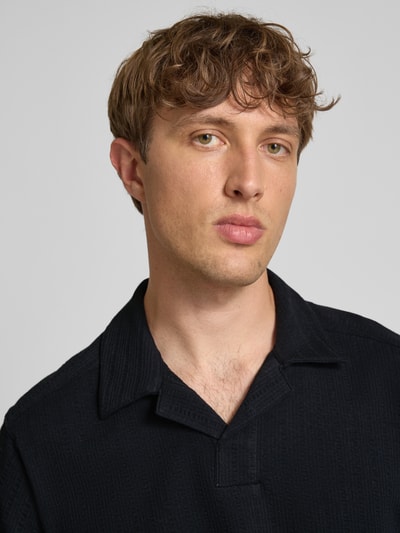Only & Sons Regular fit poloshirt met seersuckerstructuur, model 'MALES' Zwart - 3