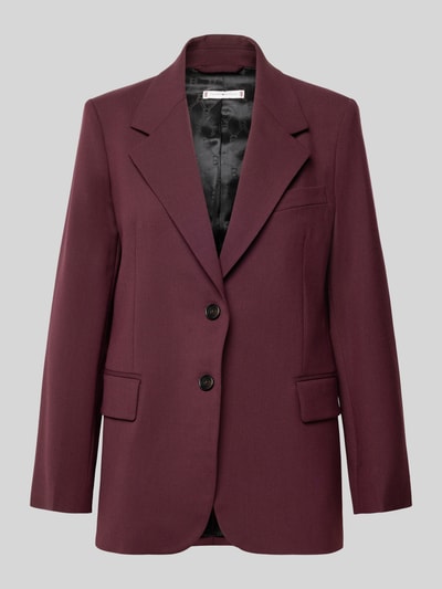 Productfoto, Relaxed Fit Kurzblazer aus Wollmix van Tommy Hilfiger in effen bordeauxrood met twee knoopsluiting, damesblazer.