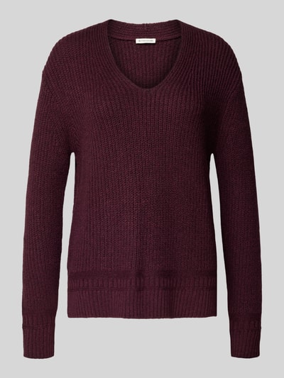 Tom Tailor Regular fit gebreide pullover van katoenmix  Bordeaux - 2