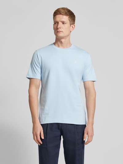 Marc O'Polo T-shirt met labelprint Lichtblauw - 4