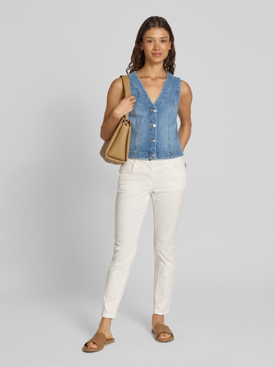 Tom Tailor Spodnie materiałowe o kroju tapered fit z mieszanki bawełny Złamany biały 1