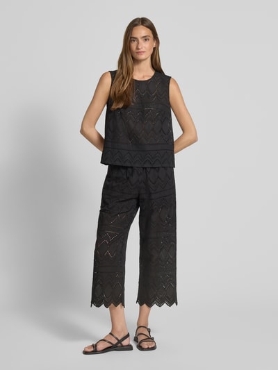 Christian Berg Woman Selection Top bluzkowy o kroju regular fit z haftem angielskim Czarny 1