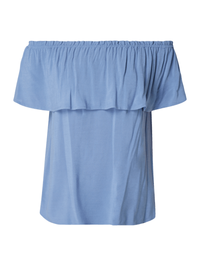 Jake*s Casual Off Shoulder Blusenshirt mit Volantbesatz Blau 2