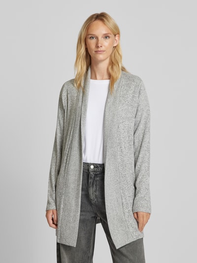 Tom Tailor Loose fit cardigan met geribde platte kraag Lichtgrijs gemêleerd - 4