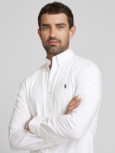 Polo Ralph Lauren Koszula casualowa o kroju custom fit z wyhaftowanym logo Biały 3