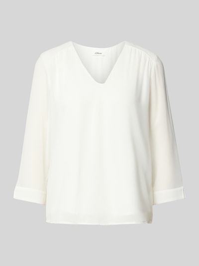 s.Oliver BLACK LABEL Regular fit blouse met lange mouwen en plooien Offwhite - 2