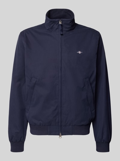 Produktfoto, Jacke mit Stehkragen und Zweiwege-Reißverschluss von Gant in donkerblauw katoenmix met steekzakken, regular fit, labelstitching, zichtbare structuur