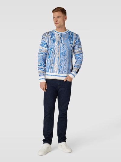 CARLO COLUCCI Gebreide pullover met all-over motief Lichtblauw - 1