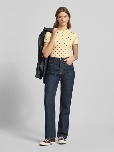 OH APRIL Slim Fit T-Shirt mit Rundhalsausschnitt Modell 'Joy' Pastellgelb 1