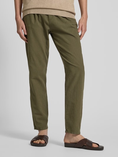 Colours & Sons Cropped Chino aus Leinen mit elastischem Bund Oliv 4