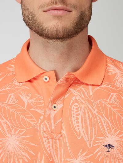 Fynch-Hatton Casual fit poloshirt met bloemmotief  Oranje - 3