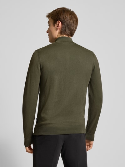 HECHTER PARIS Sweter z dzianiny ze stójką i zamkiem błyskawicznym Oliwkowy 5
