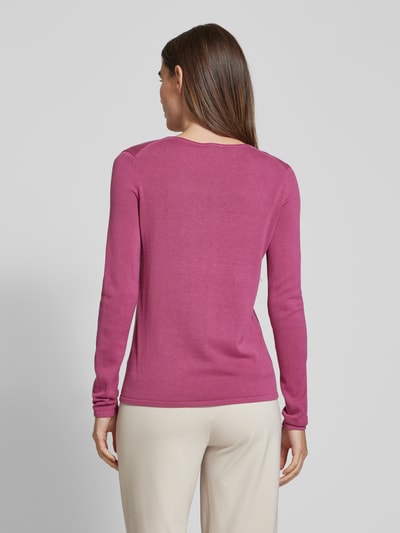 Tom Tailor Regular fit gebreide pullover met V-hals Felroze - 5