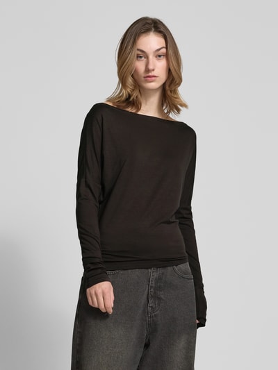 WEEKDAY Oversized Longsleeve mit U-Boot-Ausschnitt Modell 'Johanna' Dunkelbraun 4