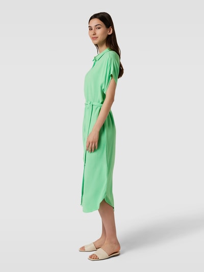 Object Midi-jurk van een mix van viscose en linnen, model 'ADIL' Groen - 1