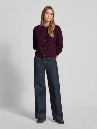 Vero Moda Relaxed fit gebreid jack met enkele knoopsluiting, model 'LEA' Bordeaux - 1