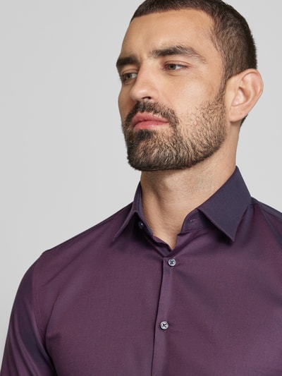 Jake*s Slim Fit Business-Hemd mit Kentkragen Aubergine 3