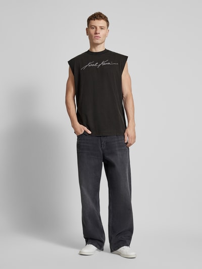 KARL KANI Tanktop met labelstitching, model 'Autograph' Zwart - 1