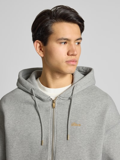 BLKVIS Sweatjacke mit Label-Stitching und Känguru-Tasche Mittelgrau Melange 3