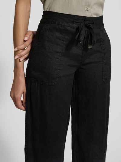 Lauren Ralph Lauren Loose fit linnen broek met elastische band, model 'JOVONIE' Zwart - 3