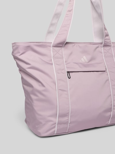 Productfoto, lichtroze Tote Bag met logo-print model 'Yoga' van adidas Sportswear, hoofdvak met ritssluiting, schouderriem, textuur glad