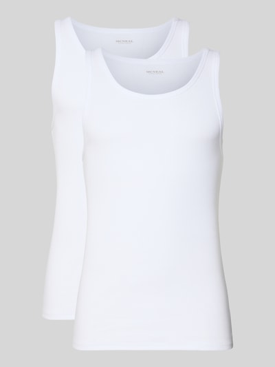 Productfoto, Slim Fit Top mit Rundhalsausschnitt im 2er Pack van MCNEAL, wit, elastische katoenmix, slim fit, ronde hals, heren.