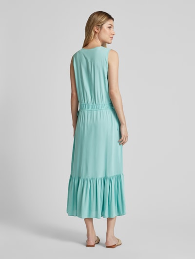 Soyaconcept Maxi-jurk van viscose met V-hals, model 'Radia' Oceaanblauw - 5