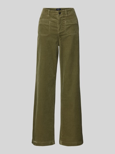 Gardeur Wide leg corduroy broek met achterzakken, model 'Feliza' Rietgroen - 2