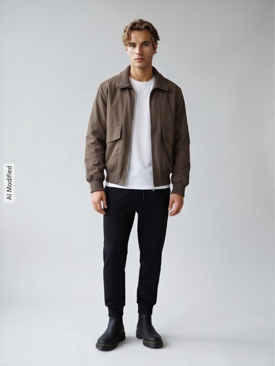Jake*s Studio Men Bomberjacke mit Pattentaschen Modell 'MARCIN' mit Pattentaschen Mittelbraun 1