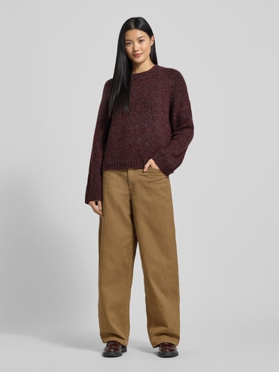 VERO MODA Regular fit gebreide pullover met wol, model 'INGRID' Bordeaux gemêleerd - 1