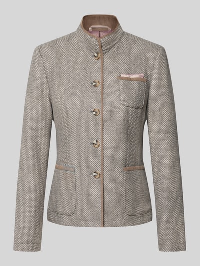 Produktfoto, Blazer mit Woll-Anteil von White Label, Material-Mix in Beige und Braun, taillierte Passform, Stehkragen, aufgesetzte Taschen