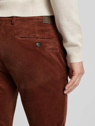 g1920 Slim fit corduroy broek, model 'Subway' Roestrood - 3