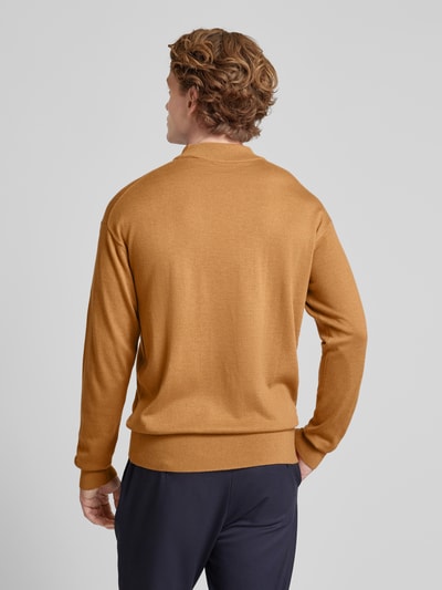 Scotch & Soda Strickpullover mit Stehkragen Modell 'CORE' Camel 5