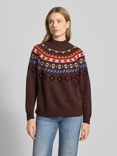 Weekend Max Mara Sweter o kroju regular fit z dzianiny z czystej, żywej wełny model ‘HARDY’ Ciemnobrązowy 4