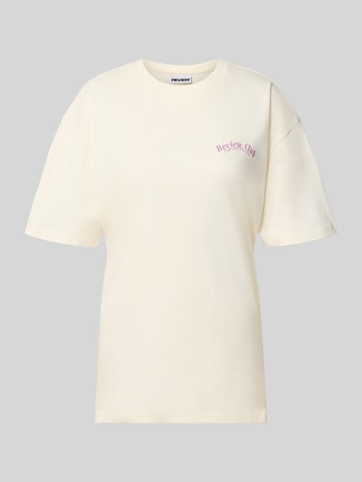 REVIEW Oversized Fit T-Shirt aus reiner Baumwolle mit Label-Detail Offwhite 1