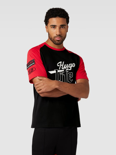 HUGO T-Shirt mit Label- und Statement-Stitching Modell 'Dilife' Black 4