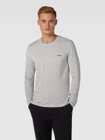 BOSS Longsleeve mit Label-Print Mittelgrau Melange 4