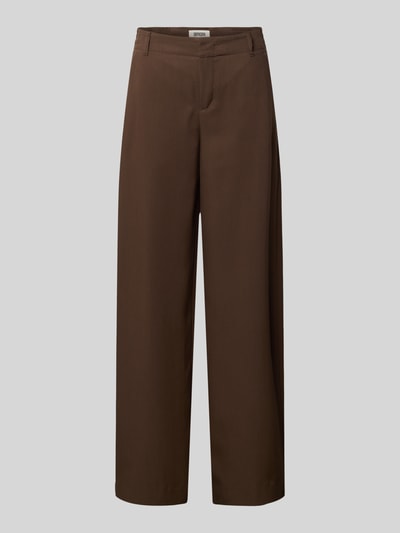 Produktfoto, Barrel Fit Hose mit Gesäßtaschen Modell 'DUTIFUL' von DRYKORN, Damen Hose aus reiner Baumwolle in Braun, glatte Textur, Gerade Form, Bundweite 38 cm, Innenbeinlänge 80 cm